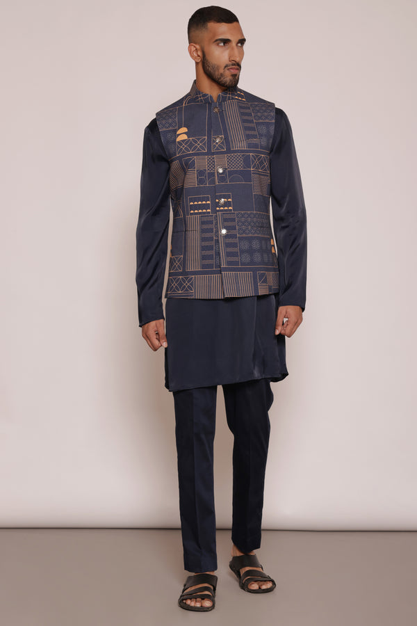 Geometrical Navy Bundi 3 piece set