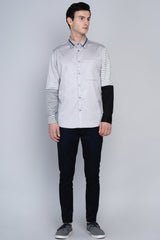 AARHUS- GREY COLOUR BLOCKED SHIRT