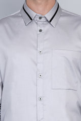 AARHUS- GREY COLOUR BLOCKED SHIRT