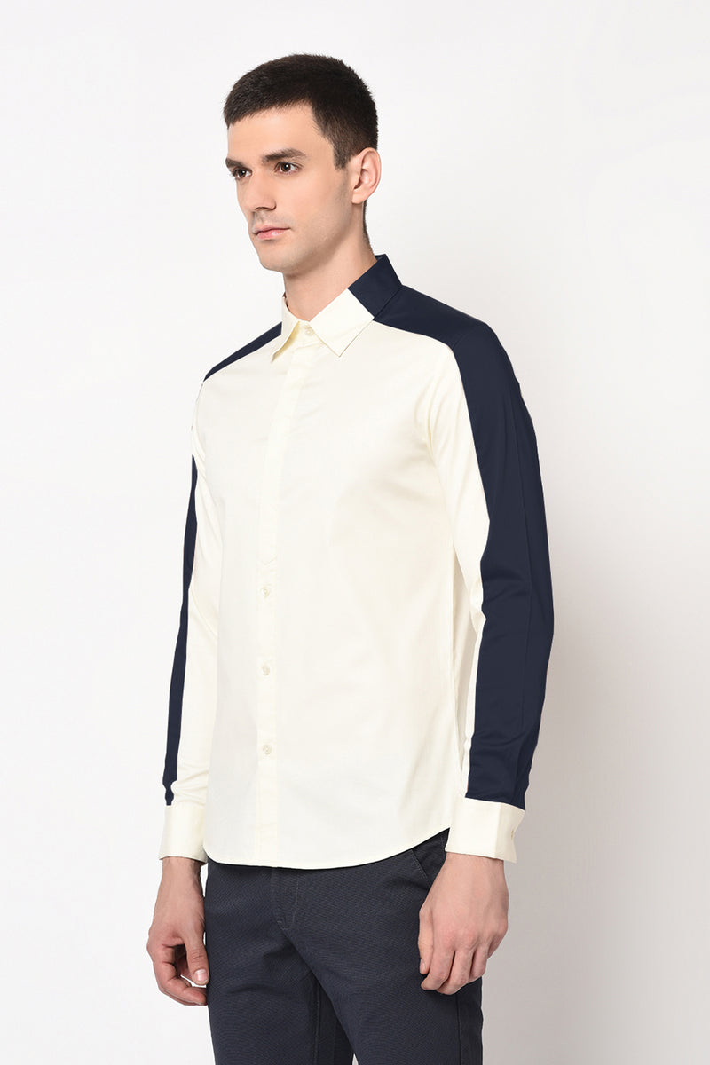 QURSH-SLEEVE COLOUR BLOCKED SHIRT