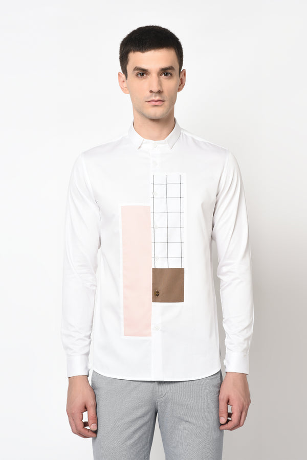 MONFORTE- STYLISED GRAPHIC CUT AND SEW SHIRT